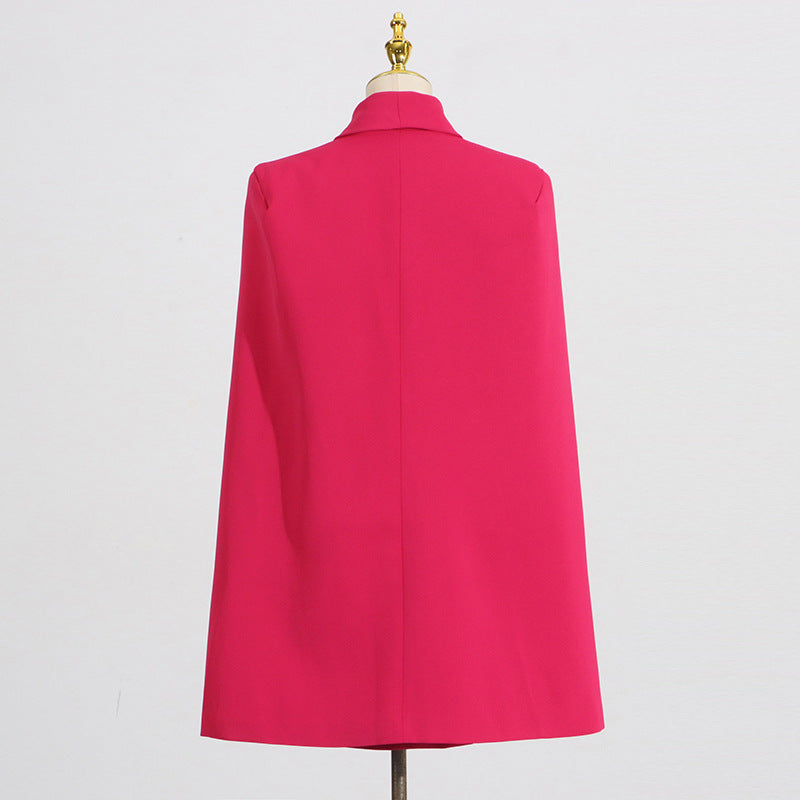 Elegant Loose Patchwork Waist-cropped Cape Blazer