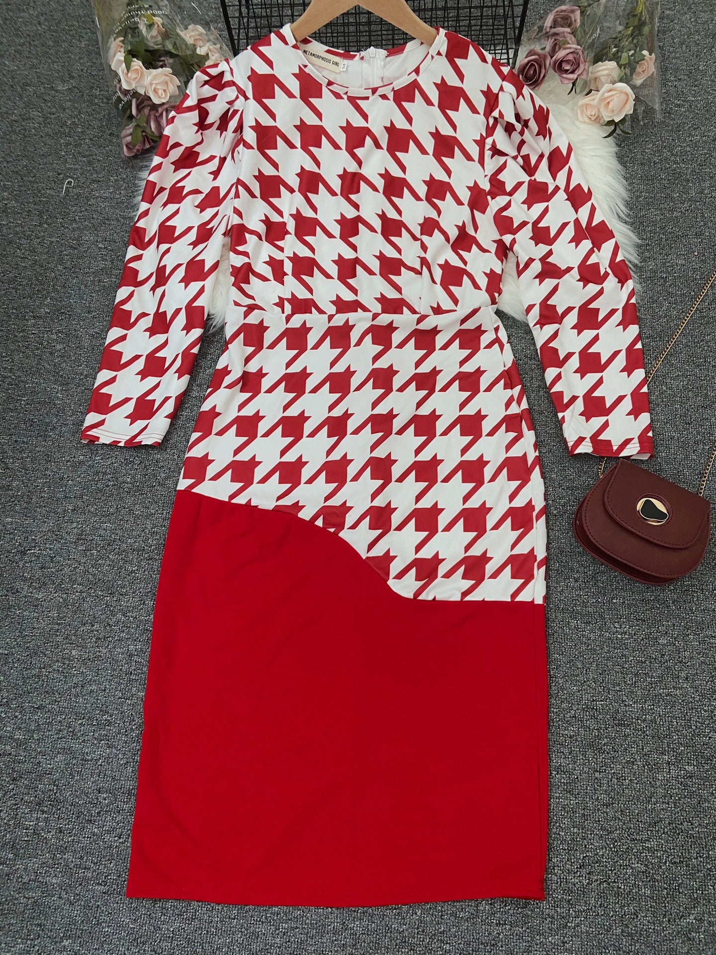 Printed Stitching Professional Office Pencil Skirt