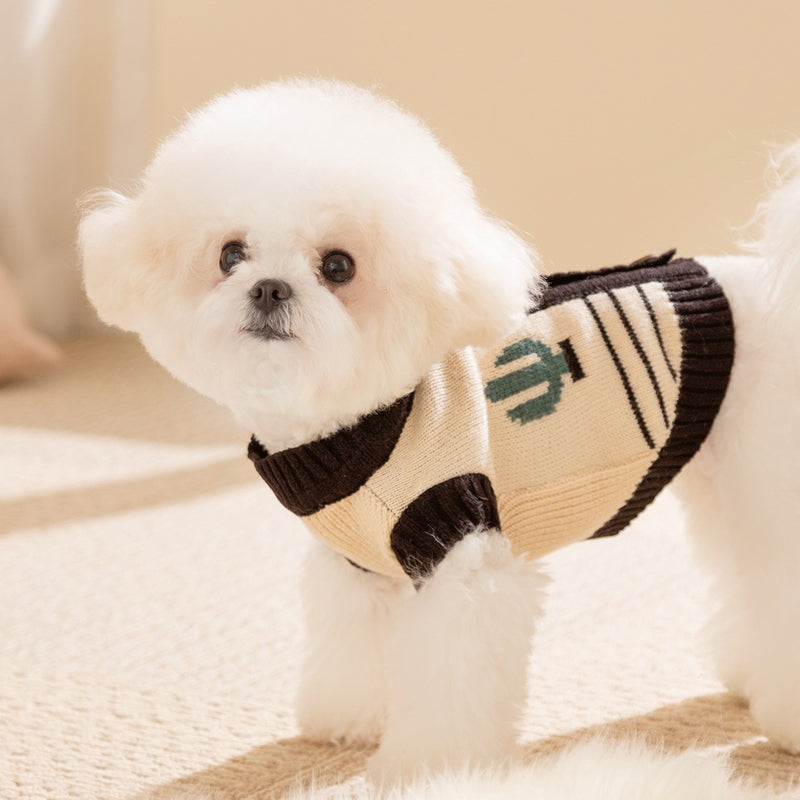 Warm Small Dog Sweater, Soft & Breathable Pet Knit Cardigan With Monster Pattern For Small Medium Dogs Boy Girl Puppy Cat, Fall Winter Dog Clothes For Indoor & Outdoor Wear